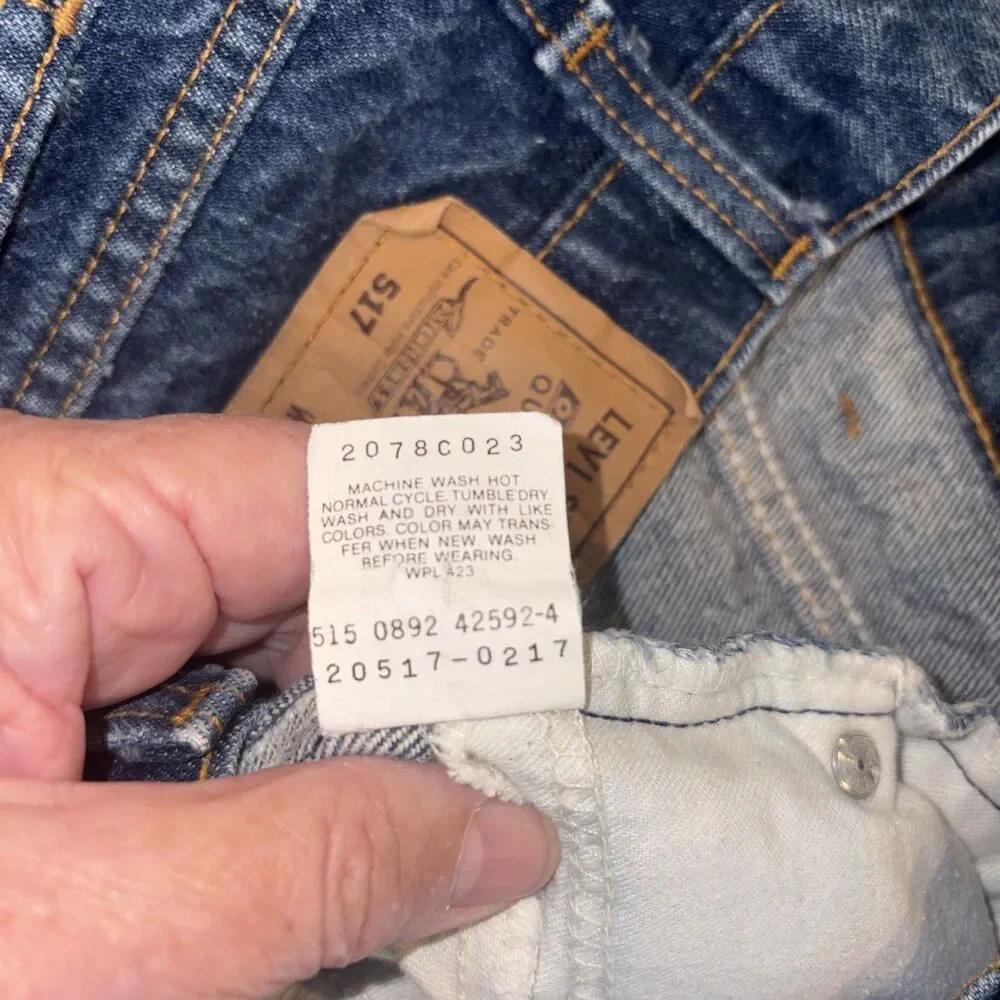 1992 Levi's 517 Vintage Orange Tab Bootcut Jeans Made in USA Dark Wash W35 L27